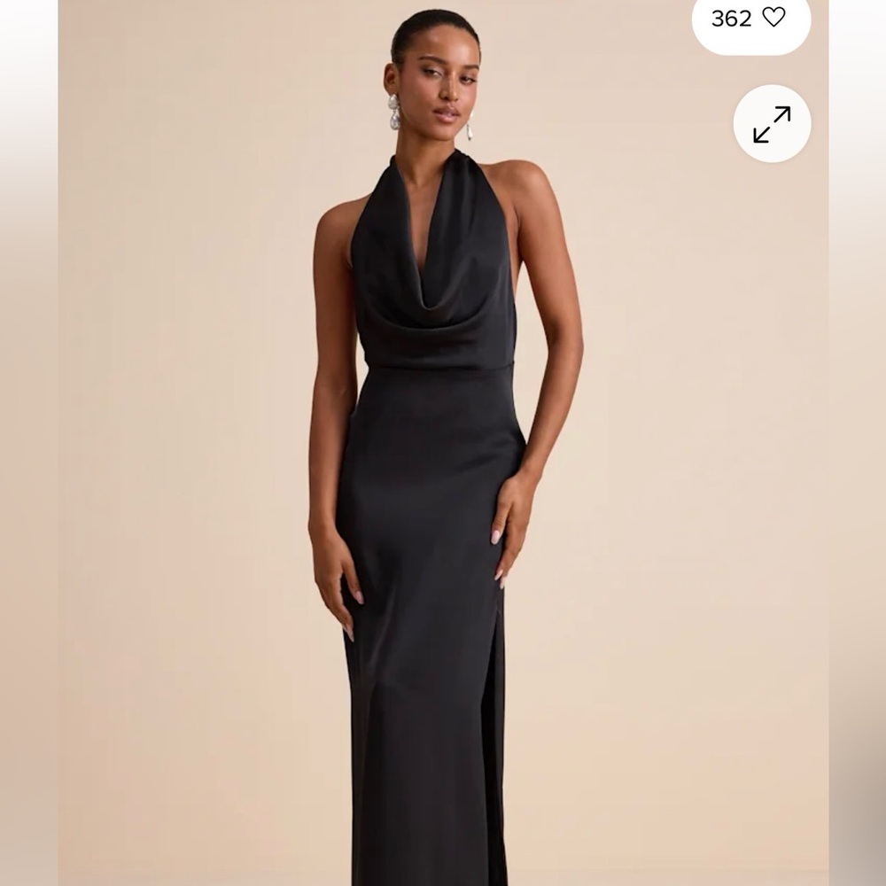 Lulu's Black Backless Cowl Neck Maxi Dress